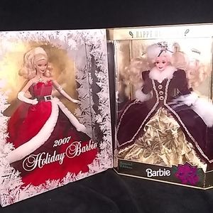 Mattel Barbie 2fer Holiday Barbie  Rare Vintage Special 1996 Ed., & 2007 Ed. NIB